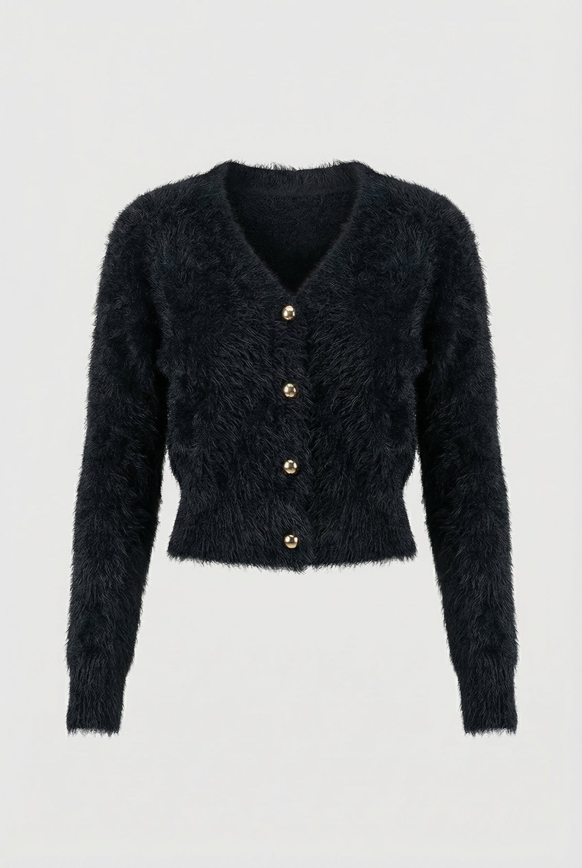 Iris | Long Black Cardigan with Open Front