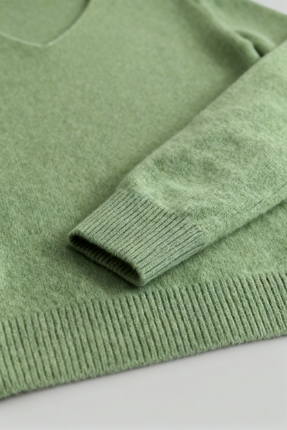 Audrey | Olive Green V-Neck Sweater