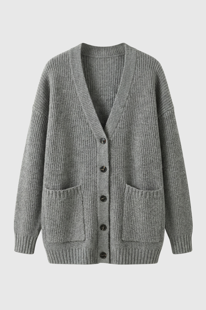 Clara | Oversized Long Cardigan with Ribbed Details