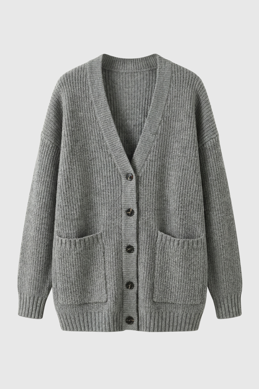 Clara | Oversized Long Cardigan with Ribbed Details