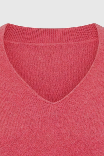 Margot | Pink Red V-Neck Sweater