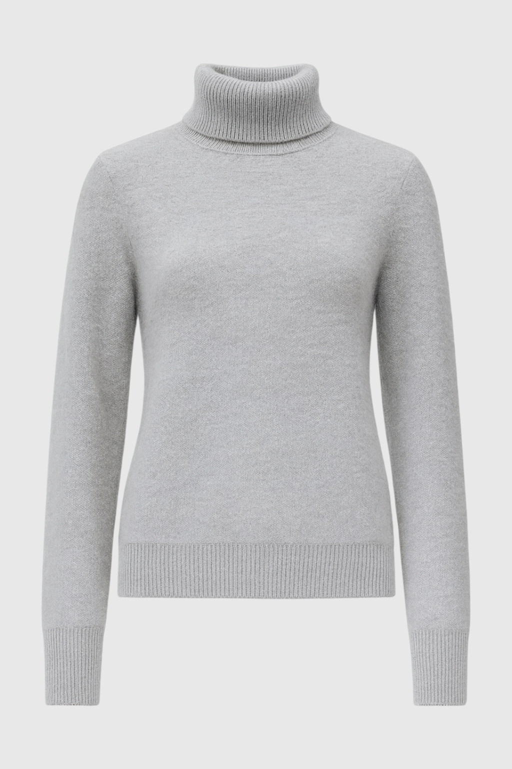Greta | Gray Turtleneck Sweater with Velvety Texture