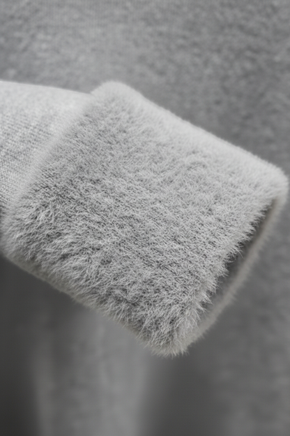 Greta | Gray Turtleneck Sweater with Velvety Texture