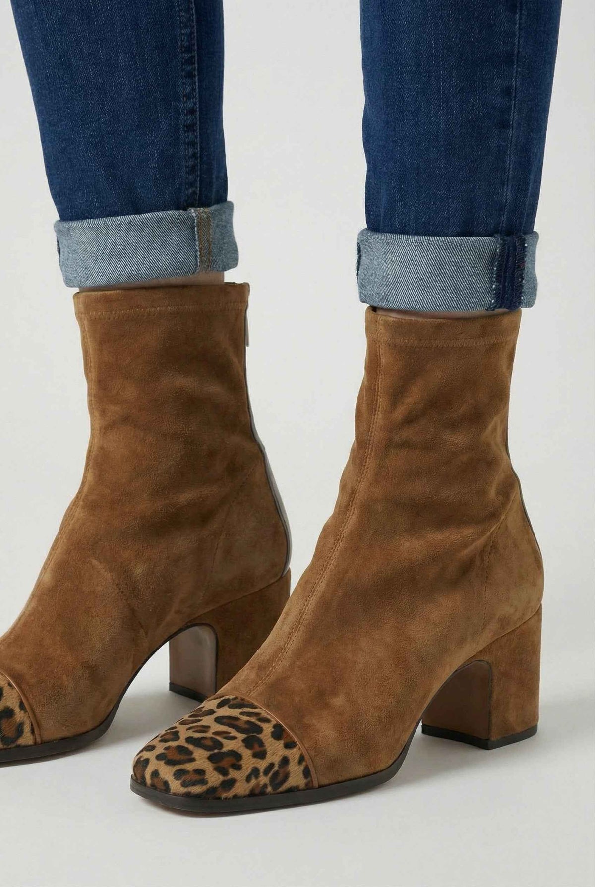 Grace | Brown mid-calf boots with lace detail