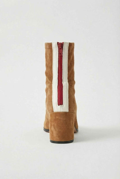 Grace | Brown mid-calf boots with lace detail