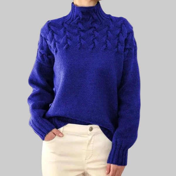 Evelyn | Women's Cable Knit Turtleneck Pullover Sweater
