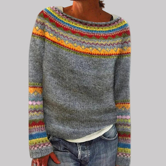 Aria | Women's Retro Striped Relaxed-Fit Knit Sweater