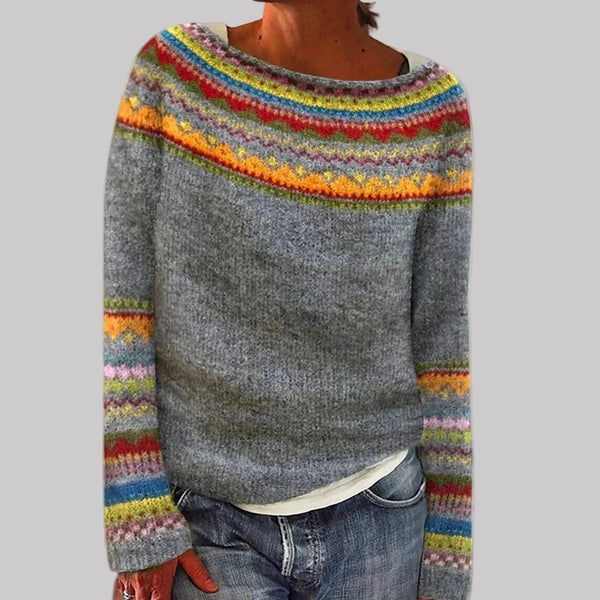 Aria | Women's Retro Striped Relaxed-Fit Knit Sweater